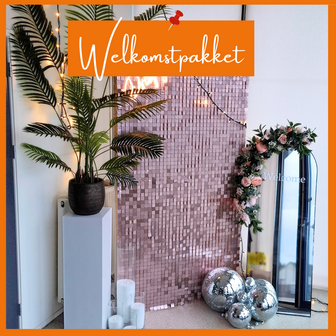 Welkomstpakket pink party, Bruiloft roze, Ludic welkom bruiloft, Roze disco entree bruiloft