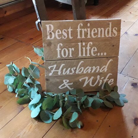 Ludic Partyrentals - Tekst Bord Best Friends For Life... Husband & Wife