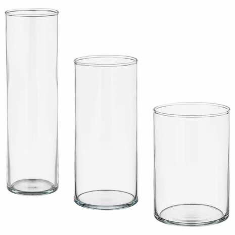 Ludic partyrentals - Glazen cilinder Vazen set van 3